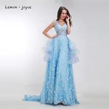 Синий формальный светильник, платья знаменитостей,, v-образный вырез, сексуальная открытая спина, иллюзия, Многоуровневое, длина до пола, элегантное вечернее платье размера плюс