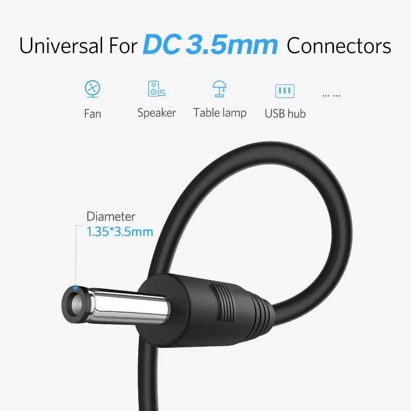 Ugreen USB to DC 3.5mm power cable USB A male to 3.5 jack connector 5V power supply charger adapter for fan cable