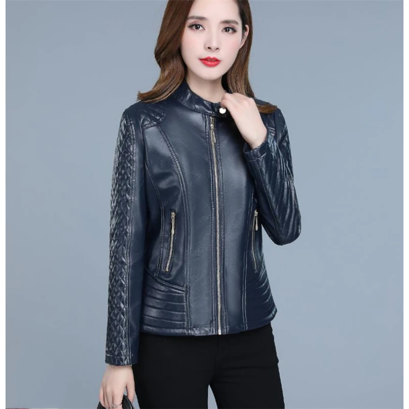 

Faux Leather coat women autumn Korean version XL-6XL plus size jacket yellow long sleeve temperament short paragraph jacketJD310