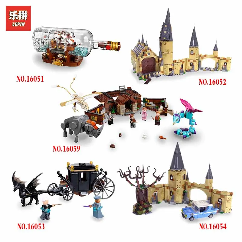 

Lepin 16054 16059 16053 16028 16052 16032 16055 16051 16060 Legoing Train 75955 Harry Hogwarts Potter Castle Fantastic Beast toy