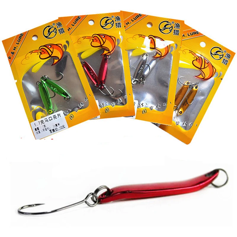 Spoon Lure Fishing Artificial Lures Colorful Metal Bait 1.7g/3.3cm Single Hook Spoons Lot 2 Pieces