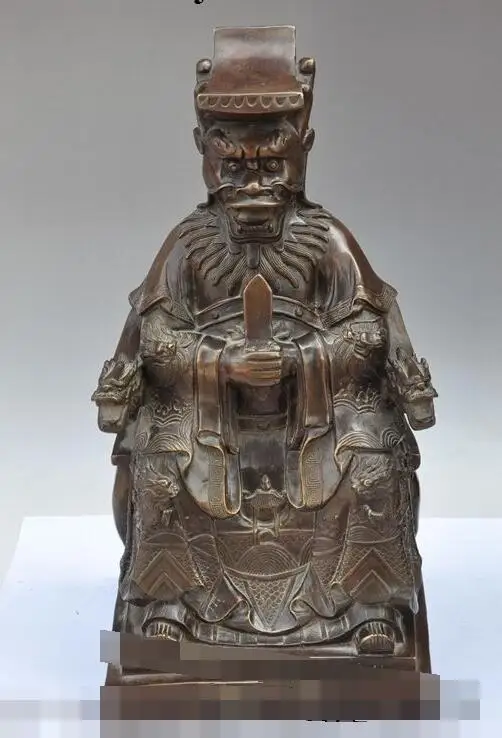 

S03691 17" chinese fengshui bronze Dragon King Rain God seat dragon chair lucky statue B0403
