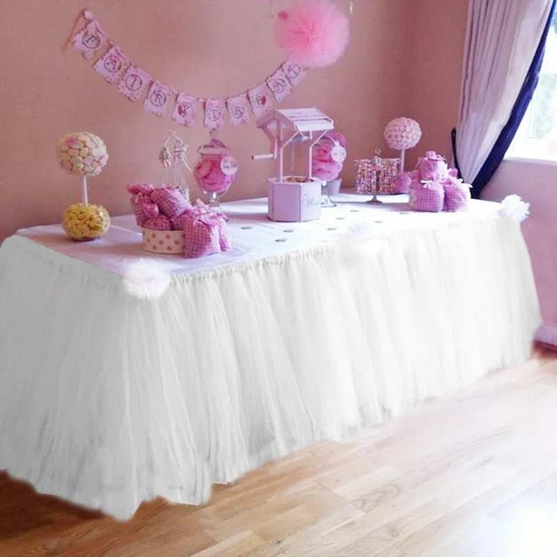 

Urijk MultiColor Table Skirt Tableware Cloth Wedding Tutu Tulle Table Skirt Baby Shower Party Home Decor Table Skirting Birthday