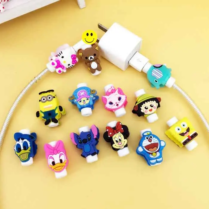 100 шт./лот милый мультяшный usb кабель для зарядки защита наушников чехол шнура iphone