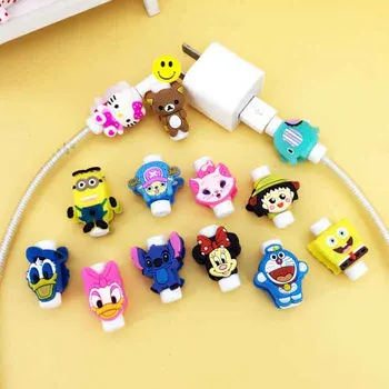 

100pcs/lot Lovely Cartoon USB Charging Cable Earphones Protector Cord Sleeve Cover Protection For iphone 4 5 6 7 Cable winder