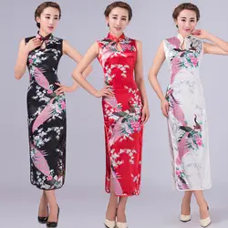 Новый модный Qipao национальный тренд китайский Стиль из искусственного шелка платье Cheongsam Qipao вечернее платье