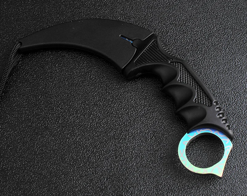 KKWOLF csgo karambit fade cuchillo красочный градиент cs go счетчик удара боевой коготь нож бой EDC Многофункциональный нож для защиты инструмент