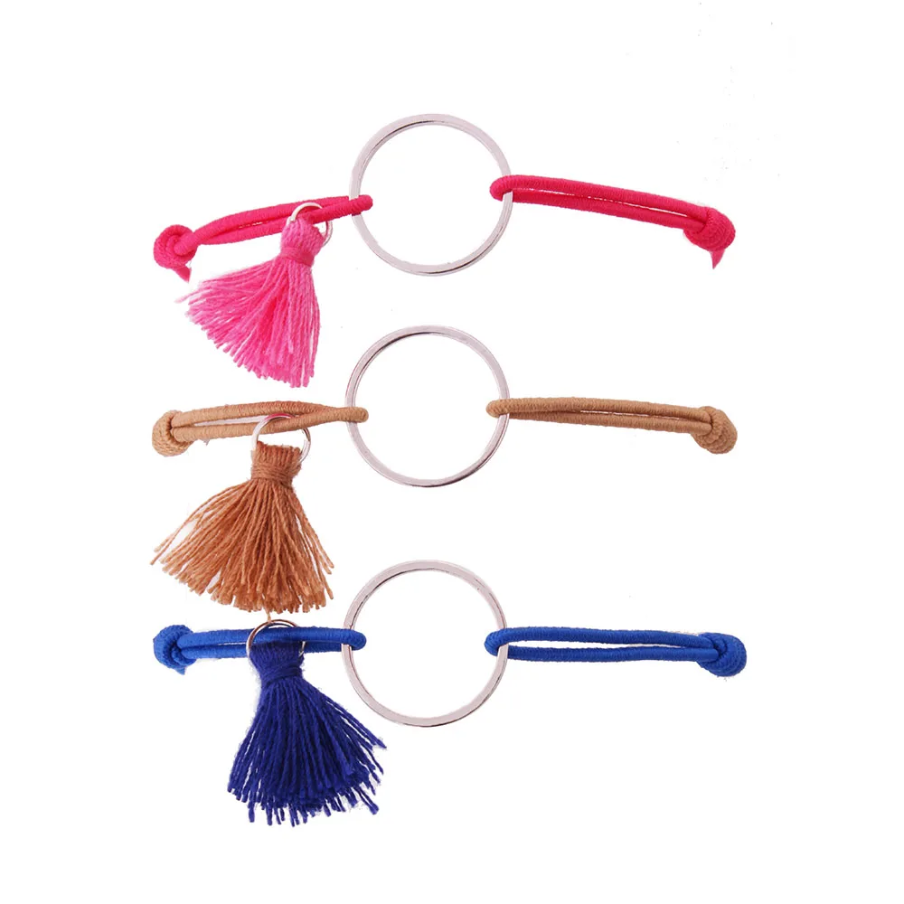 

circle charm tassels stretch bracelet bohemian chic red pik blue black elastic thread adjustable friendship bracelet femme woman