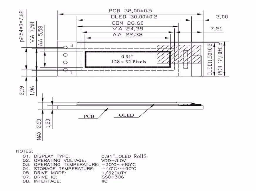 OLED дисплей 0,91 дюймов для Arduino Белый Синий 0,9" 128x32 OLED lcd IIC igc серийный 4PIN 3,3-5 в SSD1306 Драйвер IC коммутационный модуль