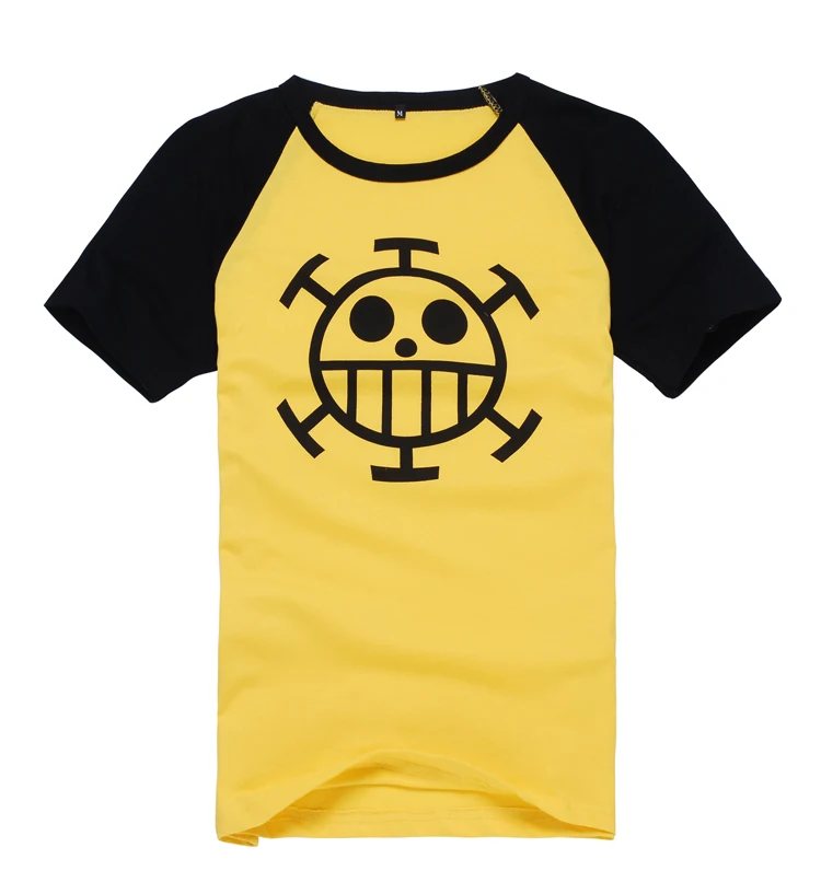 Trafalgar Law Printing Short Sleeves Top Unisex Daily T Shirt Anime Tee 100% Cotton Cosplay Yellow Halloween Cos | Тематическая