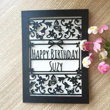 100 шт. лазерная резка пользовательские слова с днем рождения пригласительные открытки свадебный душ карта украшение для торжества Валентинка