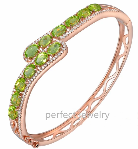 

Natural real peridot bangle Free shipping 925 sterling silver 0.3ct*12pcs gemstone For men or women #L18050713X*5