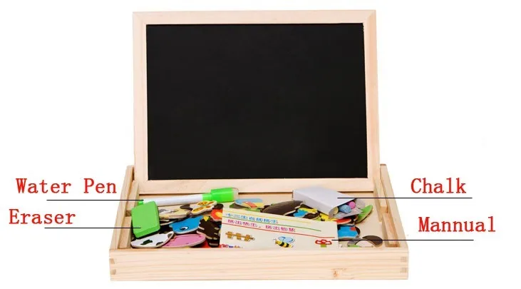 Multifunctional Educational Farm Jungle Animal Wooden Magnetic Puzzle Toys for Children Kids Jigsaw Baby's Drawing Easel Board (11)