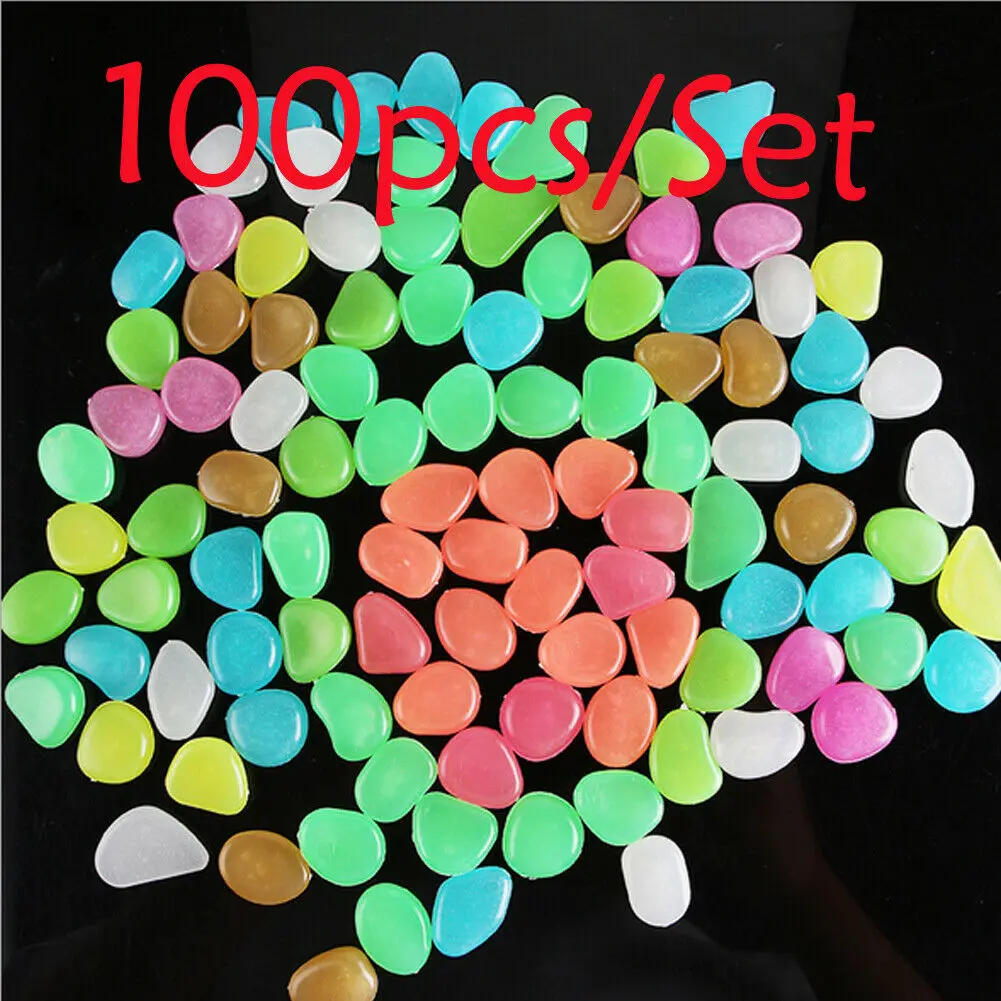 

100pcs Magical Garden Decor Glow in the Dark Pebble Stone Luminous Gravel