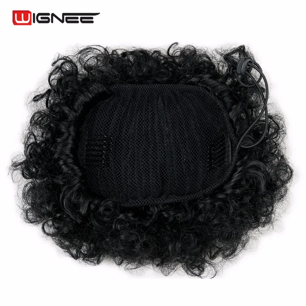 

Wignee Puff Afro Curly Chignon Bun Clip-In False Trendy Hair Extensions For Black/White Women High Density Synthetic Hairstyles