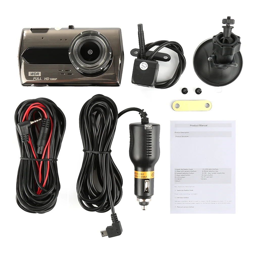 

Car Dash Cam DVR 1080P HD4.0" LCD Front Rear Camera Dual Recorder Night Vision Car Dash Camera DVR