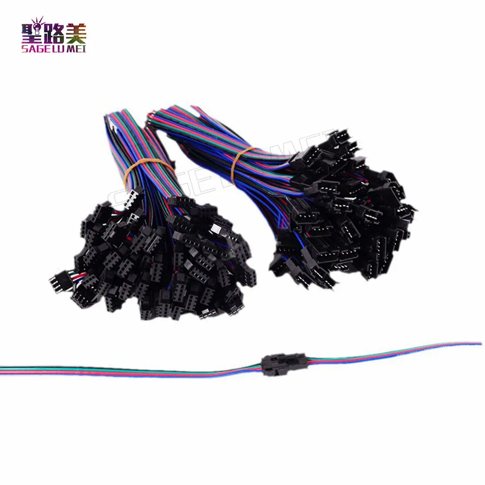 100-Pair-4-Pin-JST-SM-Connector-Male-to-Female-JST-SM-Plug-Connector-Cable-for