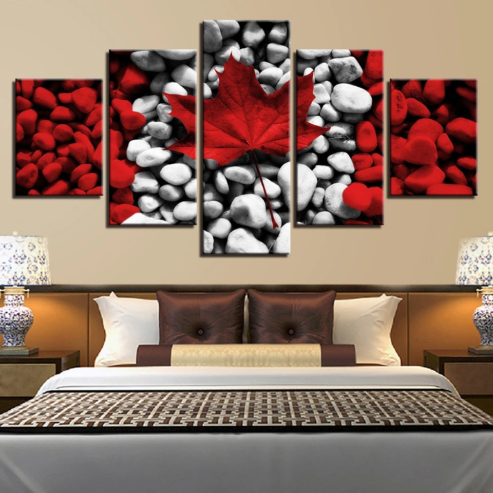 Canvas Wall Art Picture Framework Home Decor 5 Piece Canada Flag