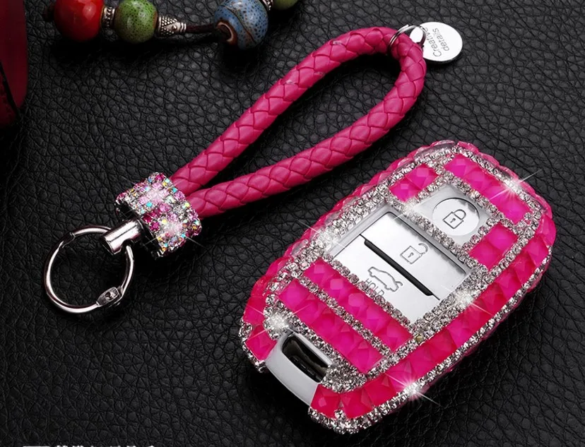 Подарок Роскошные кристаллы Bling Дело Key Holder бумажник для KIA K3 K5 Sorento KX5 Optima KX3 K3S Sportage Carens Smart брелока крышка