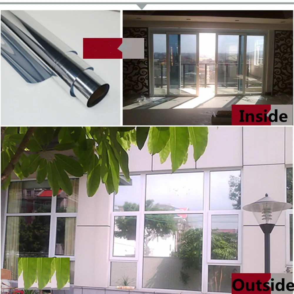

Silver Insulation Window Film Stickers Solar Reflective One Way Mirror color silver width 100cm by length 300cm Hot Sale