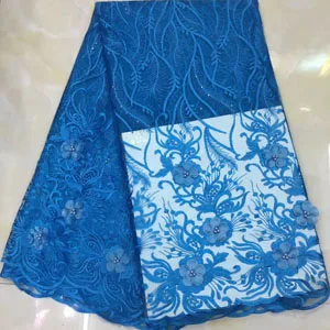 

2019 High Quality Nigerian French Tulle Lace Fabric Latest Beaded 3D Net Mesh African Lace Fabric For Nigerian Wedding ESH003