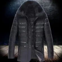 S-3XL,,, зимние мужские, новые, для отдыха, модные длинные воротники из лисицы, овечья кожа, перо, пальто