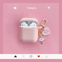 Милая подвеска Алиса в стране чудес чехол мультфильм наушники чехол s для Apple Airpods 2 милые аксессуары Защитная крышка с брелком
