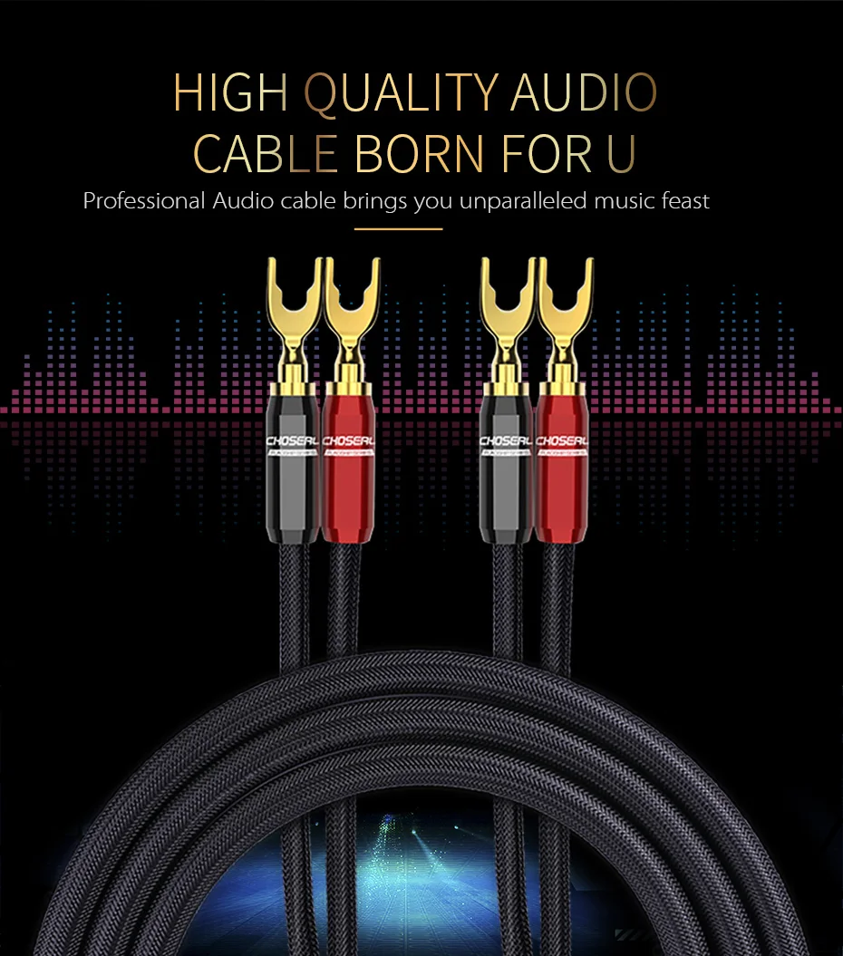 CHOSEAL HIFI Speaker Audio Cable High Fidelity OCC Speaker Wire DIY with U Shape Banana Plug 2pcs 2 (7)