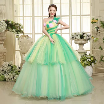 

Wedding Floral Backless Elegant Green Dress Sexy Women One-Shoulder Ball Gown Chinese Style Bandage Party Dresses Wholesale
