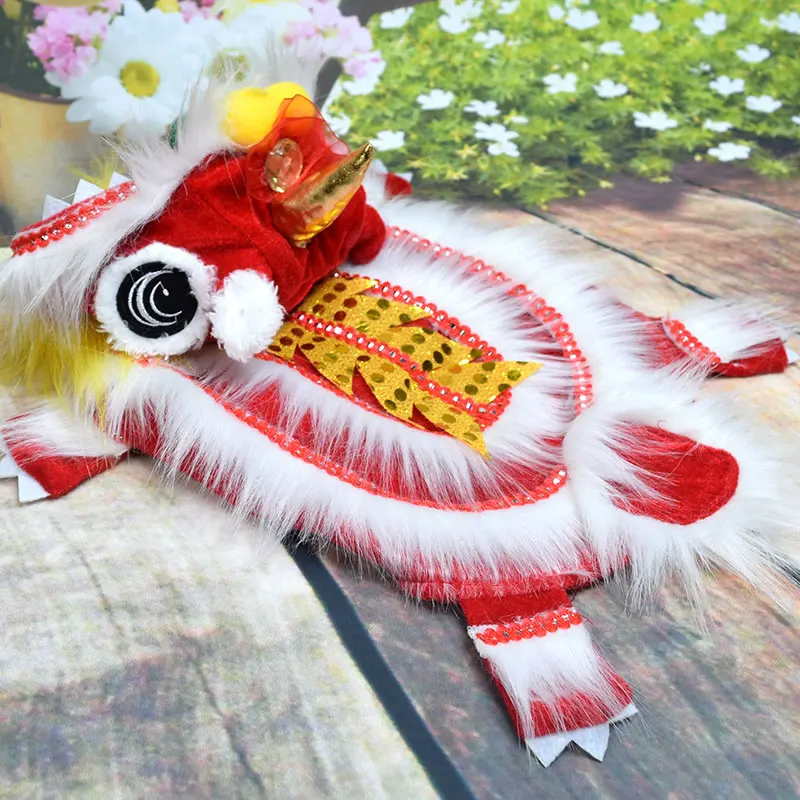 

Saim Dog Clothes New Year Pet Costume Dragon Dance Lion Dog Clothes Funny Red Clothing for Small Dog Festive Lucky Cat Clothes