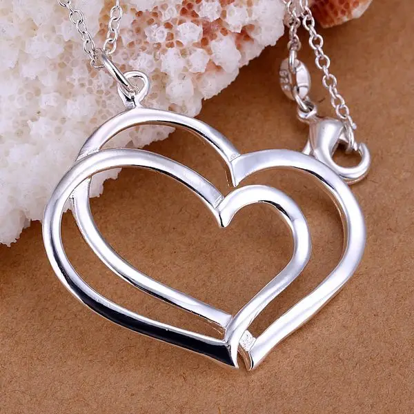 P108_2 Hot Selling Silver Color Necklaces For Women Wholesale Factory Price 925 Jewelry Pendant Around The Heart | Украшения и