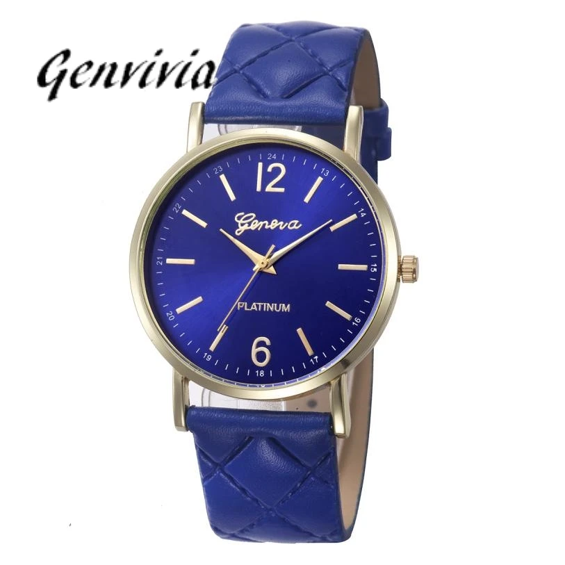 

12 Colors Fashion Women Genvivia Roman Watch Lady Leather Band Analog Quartz Wrist Watch Women Relogio Feminino