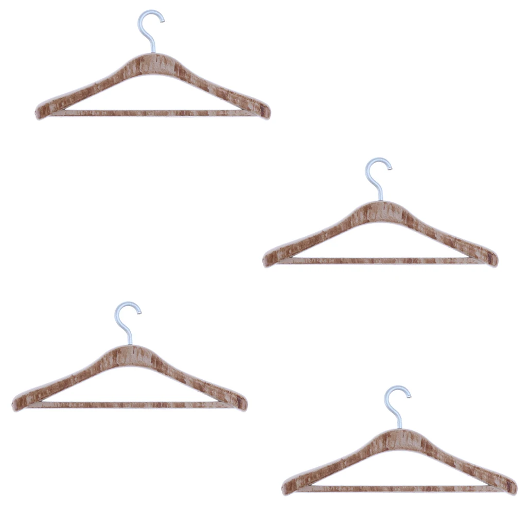 1/12 Dollhouse Miniatures Clothing Hangers Closet Hanging Decoration Brown
