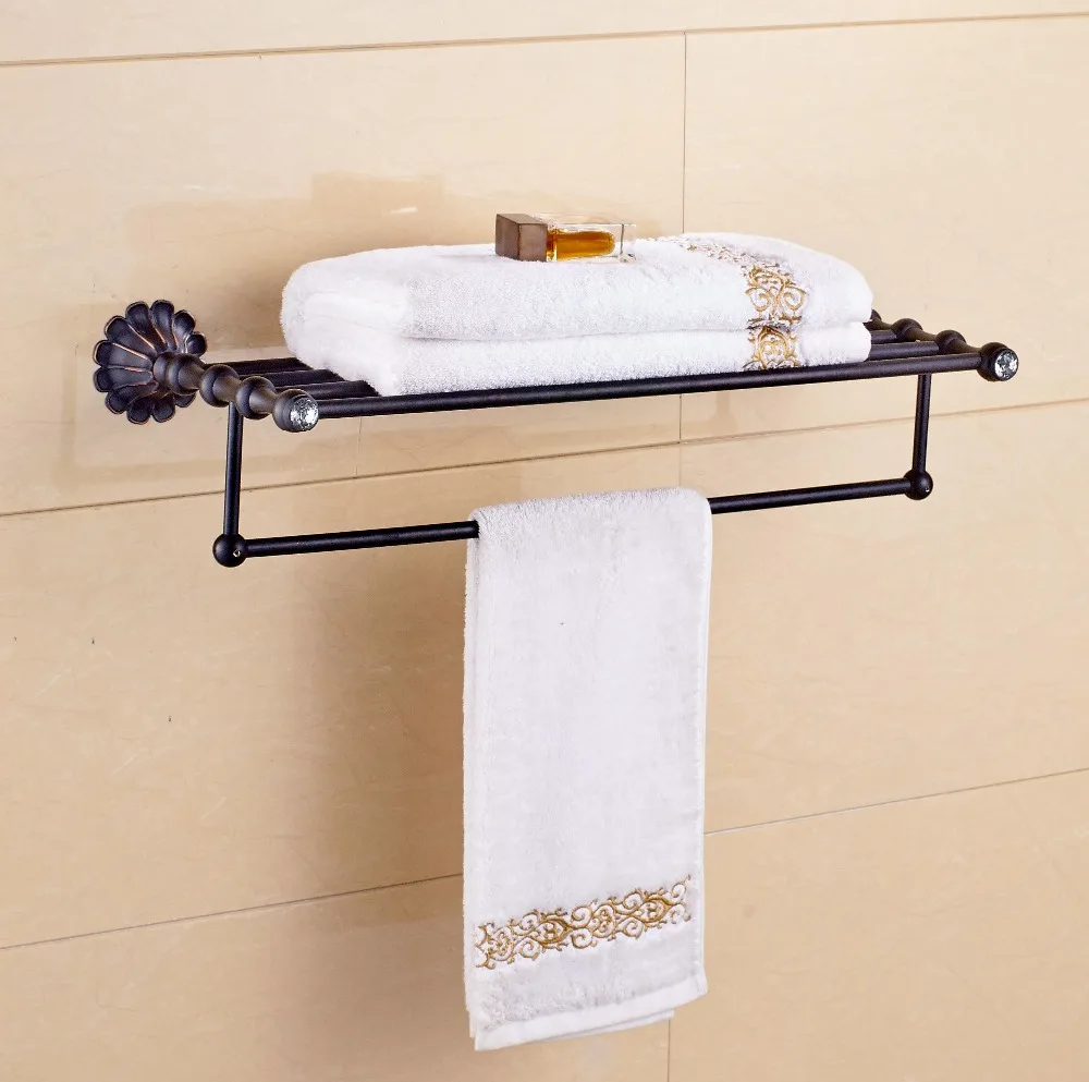 Eurpo Phong Cách Dầu Cọ Xát Đồ Đồng Khăn Kệ Tắm Khăn Chủ Hoa Thèm Treo Tường