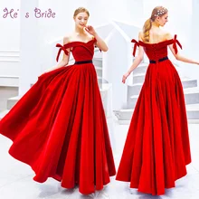 Новое Элегантное красное платье для выпускного вечера с бантиком, мягкие бархатные вечерние платья в пол со шнуровкой сзади, Robe De Soiree