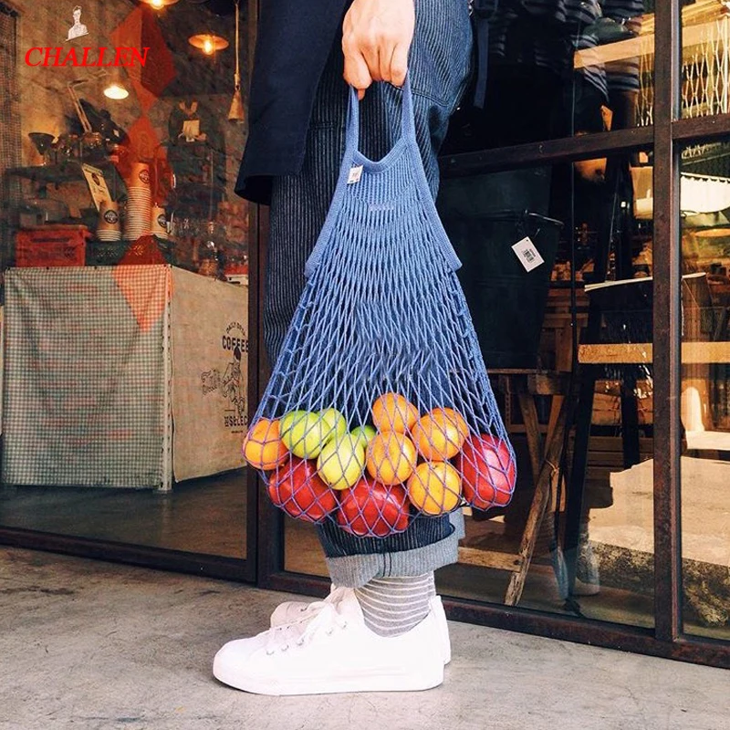 

2018 New Mesh Net Turtle Bag String Shopping Bag Reusable Fruit Storage Handbag Totes Women Shopping Mesh Bag Shopper Bag