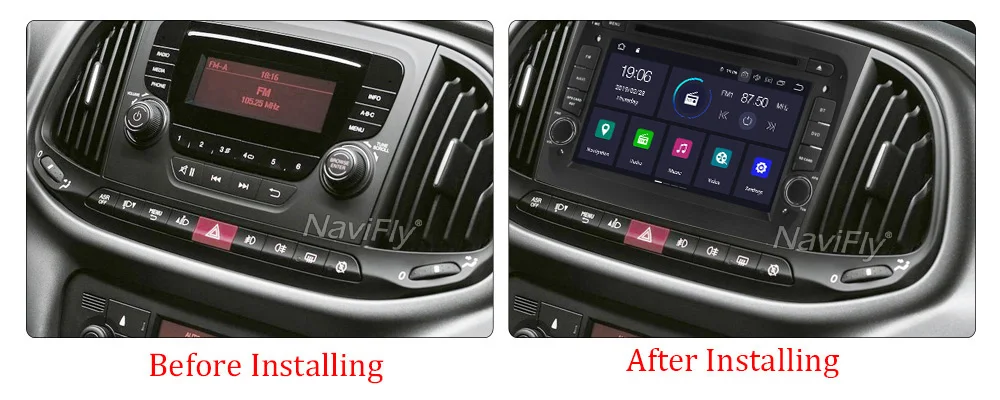 Discount NaviFly IPS Screen DSP Android9.0 HD 1024*600 CAR DVD player gps navigator for Fiat Doblo 2016 car DAB OBD2 DVR view camera 6