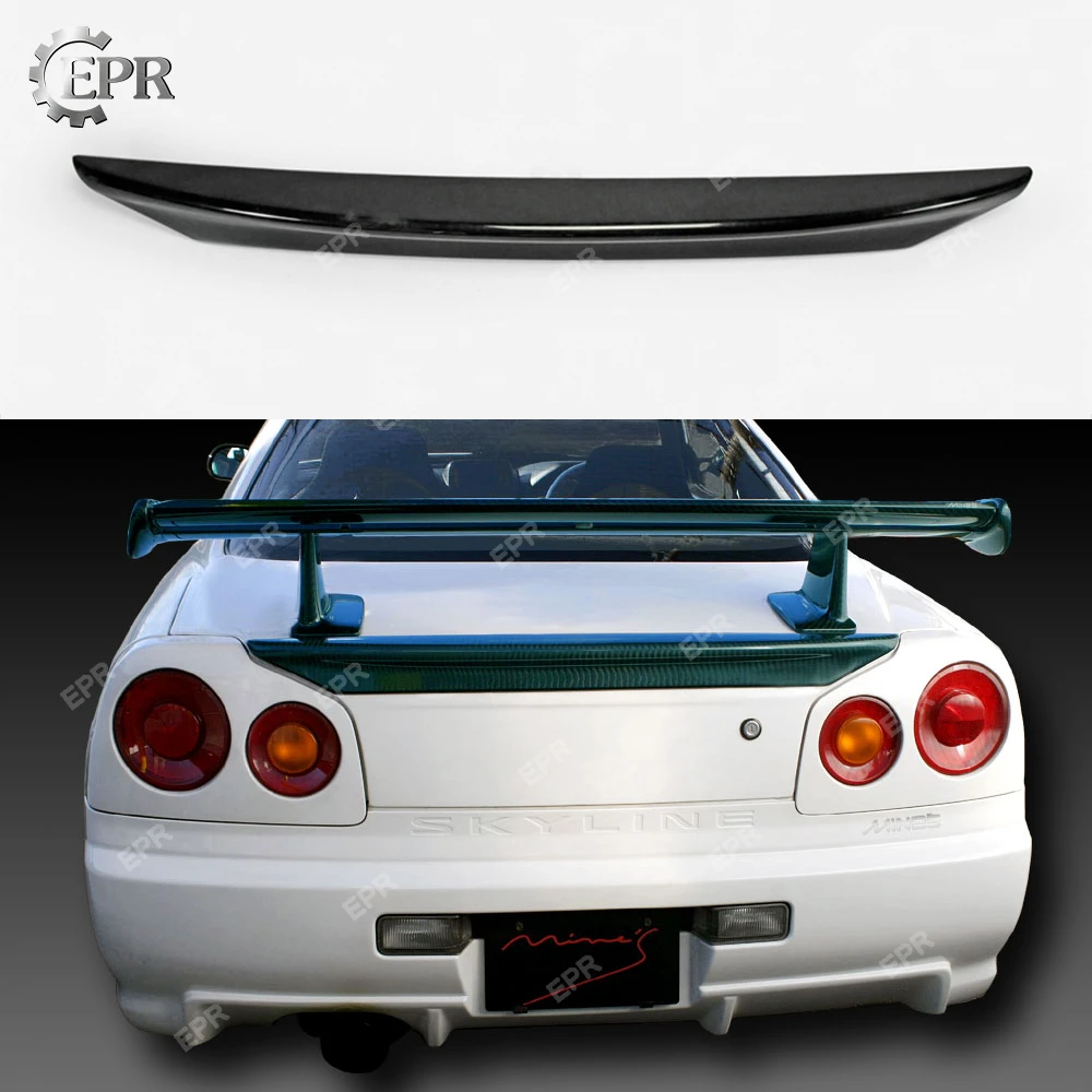 For Nissan Skyline R34 Gtt Gtr Frp Glass Fiber Mi Rear Spoiler Body Kit Tuning Part For Gtr R34 Gtt Fiberglass Rear Trunk Wing Body Kits Aliexpress