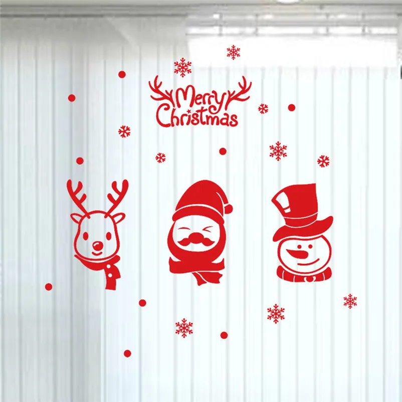 Ano Nuevo Ventana De Vidrio Pvc Adhesivo De Pared De Navidad Copo