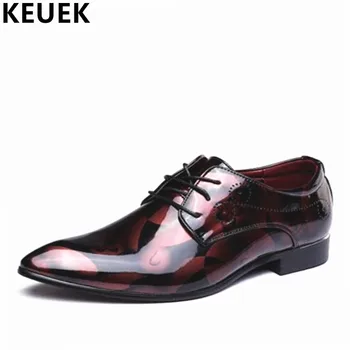 

Spring Autumn Casual Business shoes British style Men Oxfords shoes Patent Leather Flats Male Brogue Shoes 022