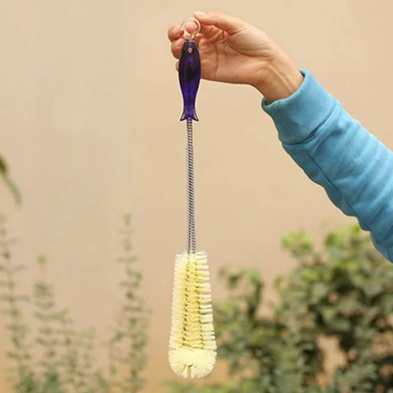 Curve Design Flexible Glass Cup Bottle Cleaning Brush Long Handle