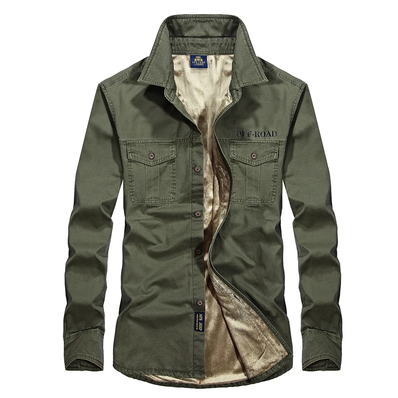 Plus size S 4XL Winter Autumn men's casual shirt brand fleece shirt men