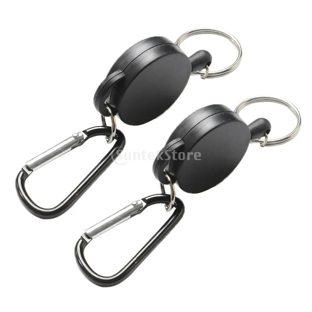 2PCS Professional Heavy Duty Self Retracting ID Badge Key Reel with Retractable Steel Cord 65cm