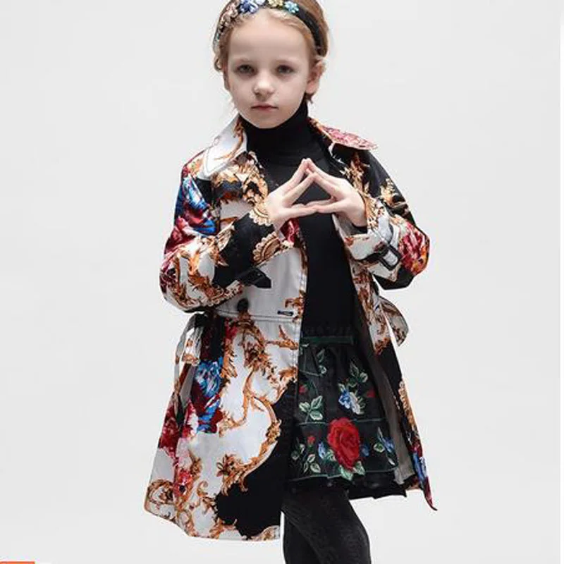 2016 Brand New Girls Jackets Coats Totem Pattern Children Jackets Kids Winter Coat Girls Outerwear Windbreaker