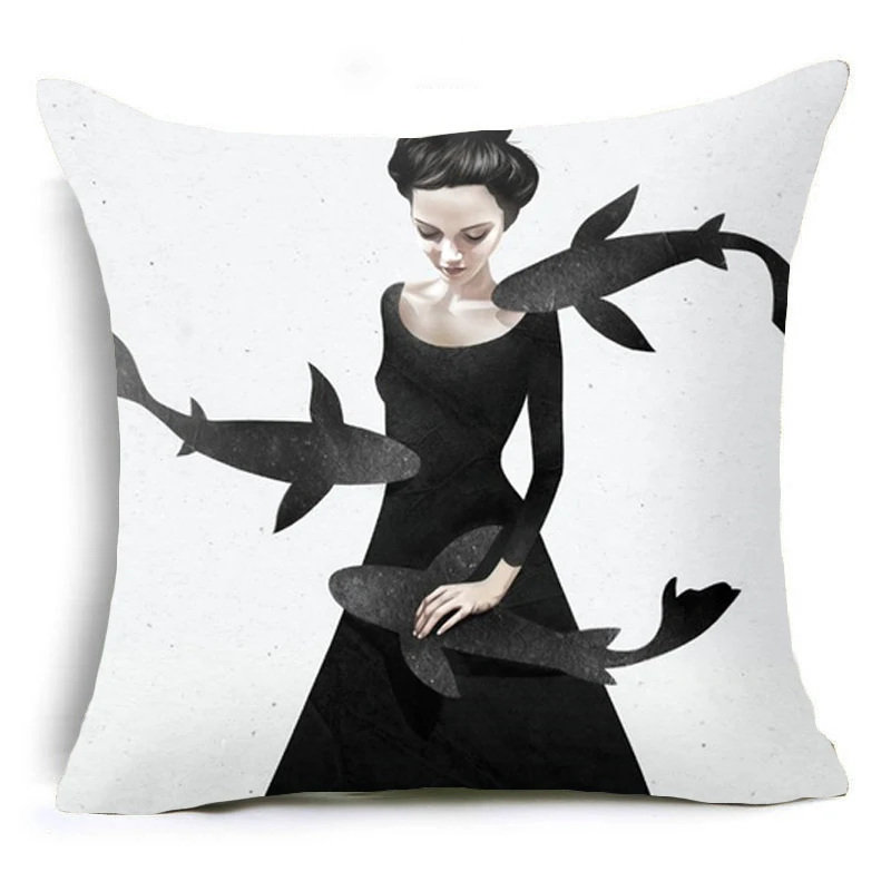 18'' Elife Yoga Polyester Creative morden Cushion Cover Square little girl Pillow Case For Sofa Car Home Decorative | Дом и сад