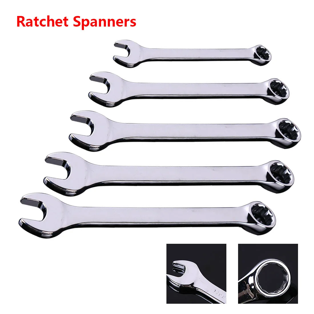 

10-19mm 5pcs/set Gear Ratchet Wrench Keys Geared Spanner Set of Keys Open End Torque Ratchet Spanner Combination Wrench Tool Set