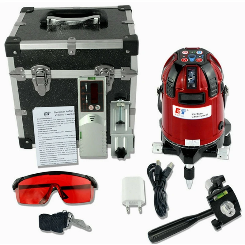 

KaiTian 8 Lines Laser Level Receiver Self-Leveling Red Vertical 360 Horizontal Cross Livella Lasers Beam Line Levels Nivel Tools