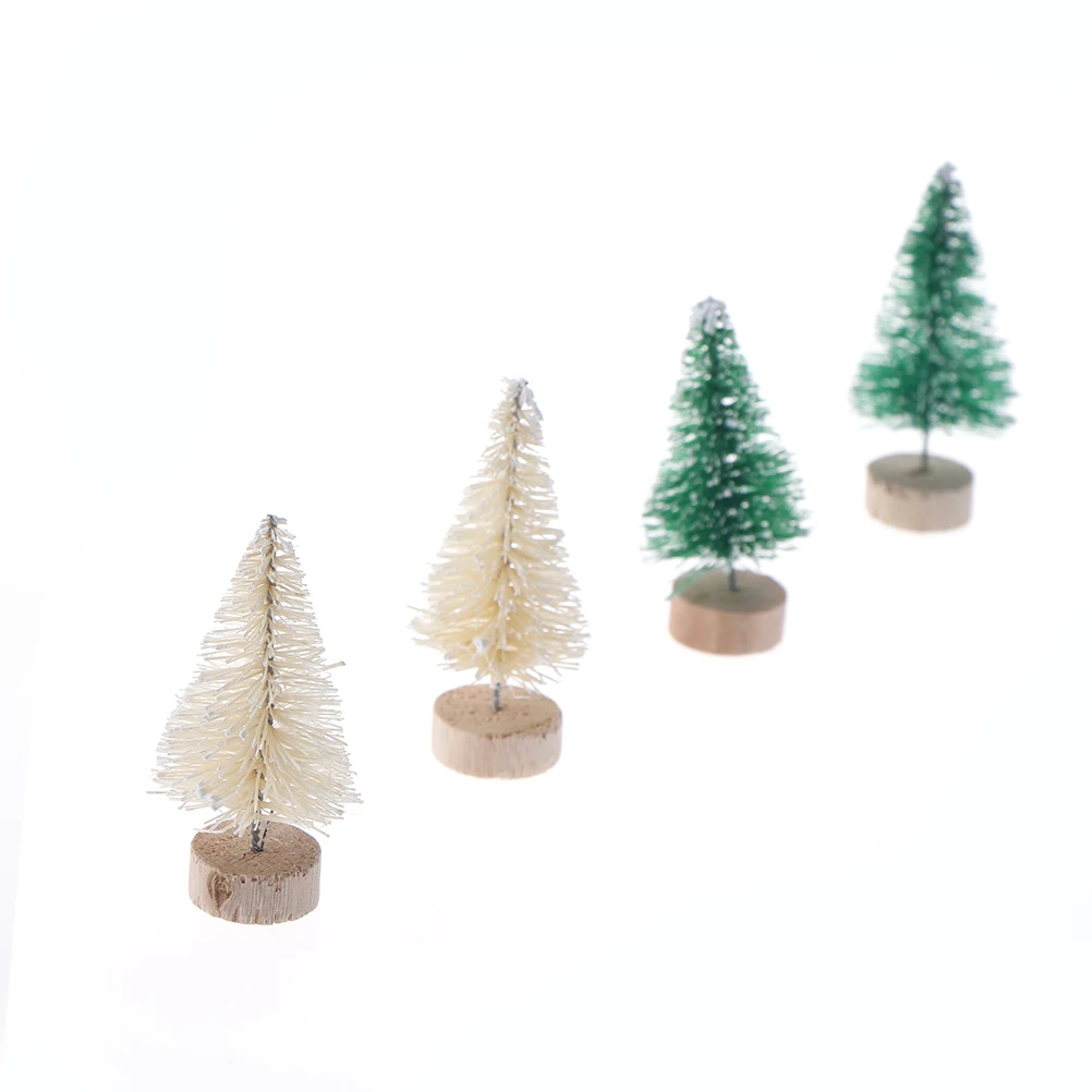  2PCS DIY Christmas Tree 2Colors Small Pine Tree Mini Trees Placed In The Desktop Home Decor Christmas Decoration Kids Gifts