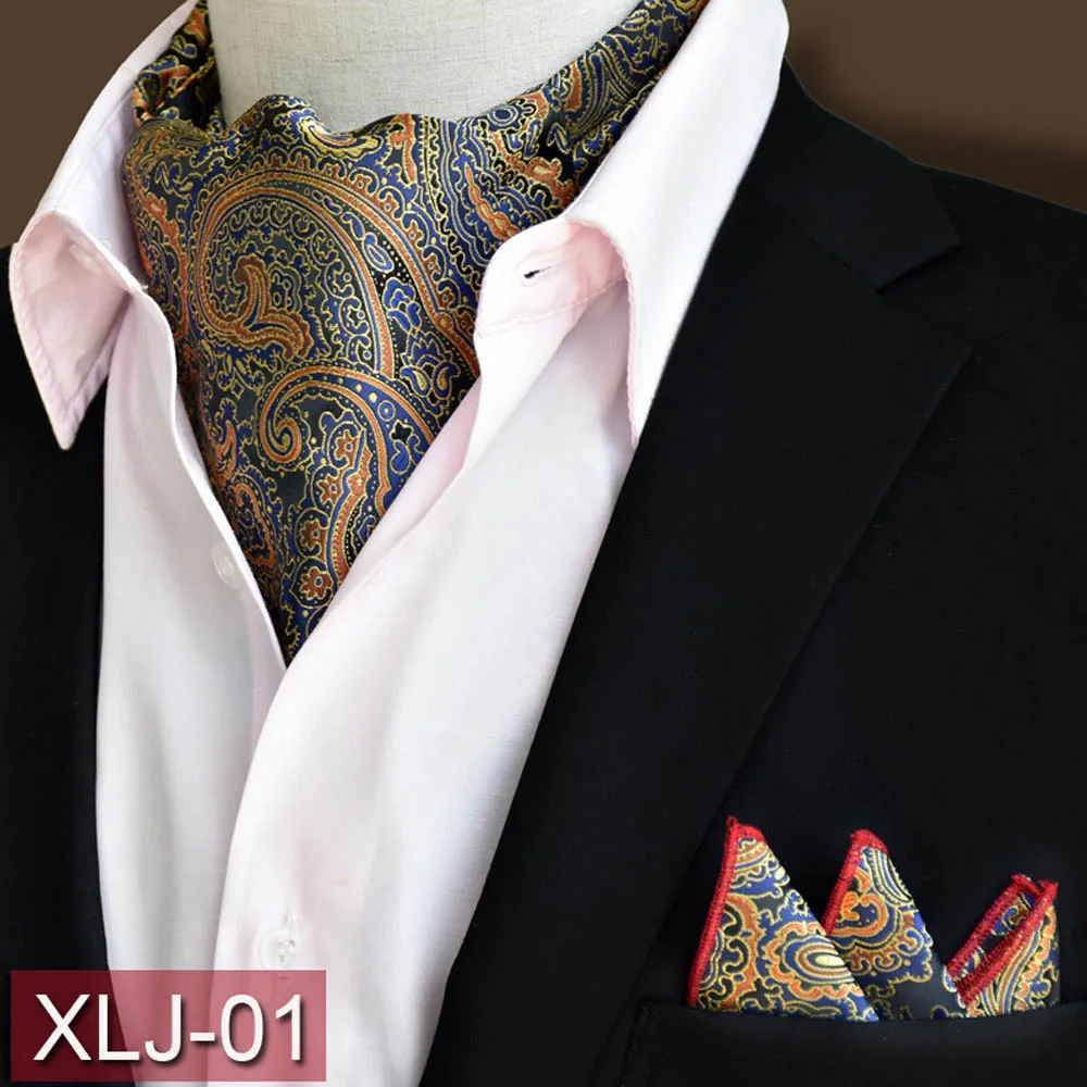  Mens Paisley Floral Cravat Handkerchief Wedding Ascot Scarf Pocket Square Set