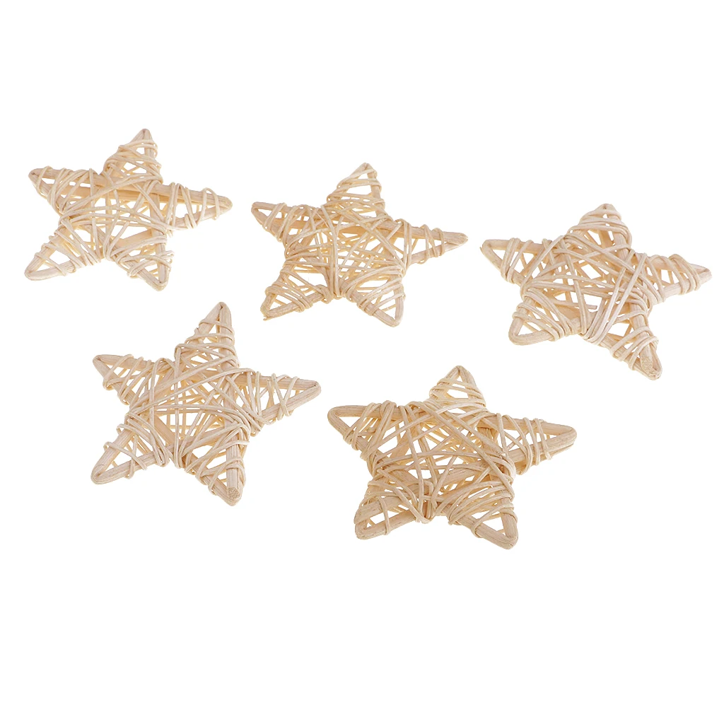 5/6pcs Vine Natural Star Shape Rattan Wicker Ball Christmas Tree Ornament for Home Table Ornament Garden Wedding Party Decor 7cm